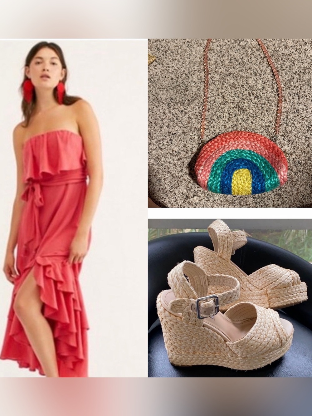 Free People Tavia Coral Strapless Ruffle Maxi Dress